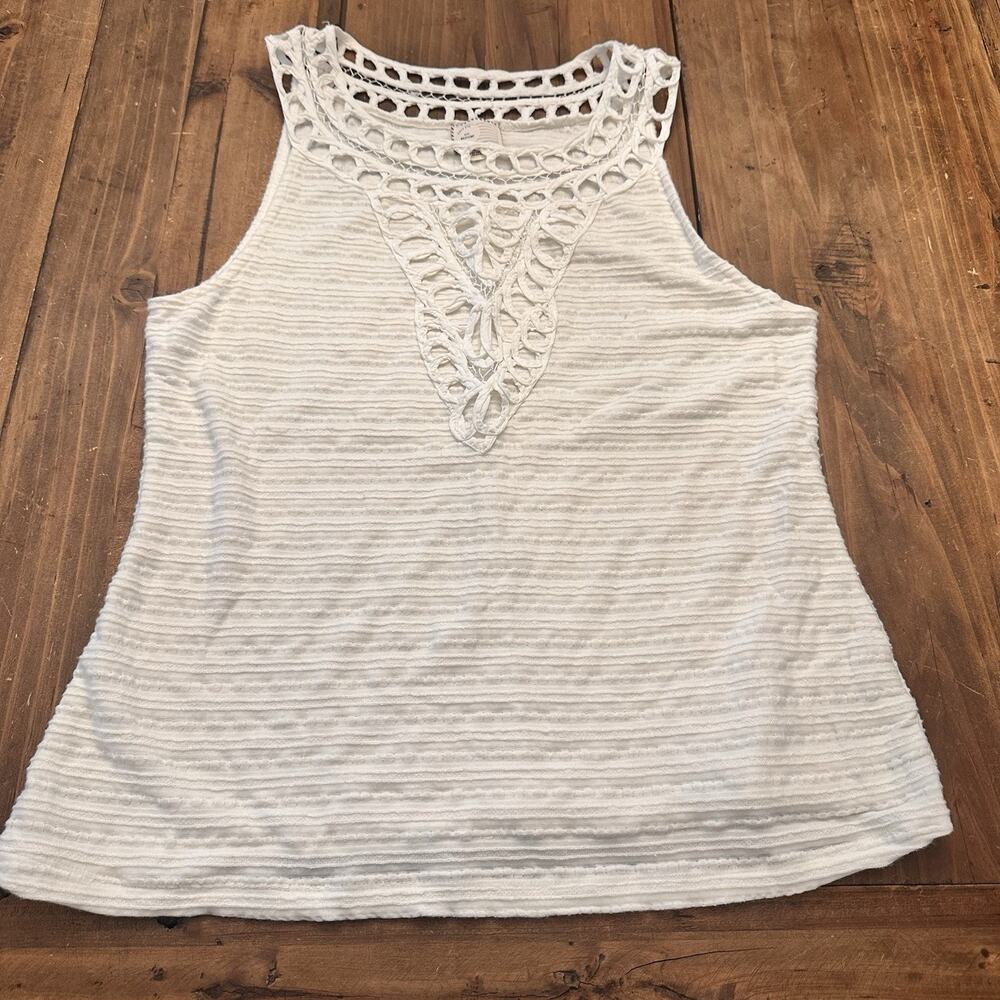 Anthropologie Postmark Crochet Tank Top Shirt Size Medium Petite Boho Coastal